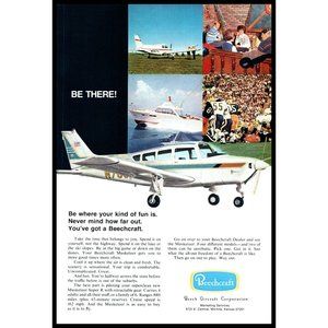 1970 Beechcraft Musketeer Private Plane Be There Vintage Print Ad Wall Art Decor